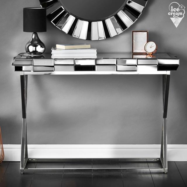 Pindall Console Table and Mirror Set Canora Grey Colour (Table Top): Silver/Grey on Productcaster.