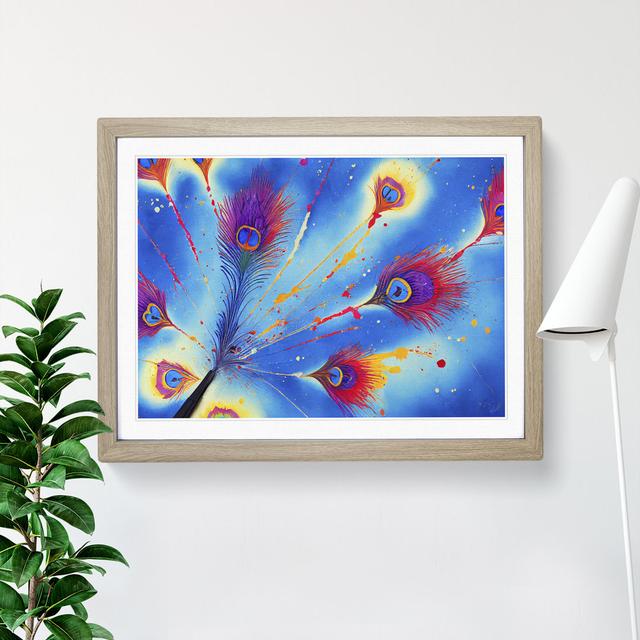 XH1022-6849X Peacock Feather Splash Vol.1 Abstract - Picture Frame Print Latitude Vive Size: 34cm H x 46cm W, Frame Colour: Beige on Productcaster.