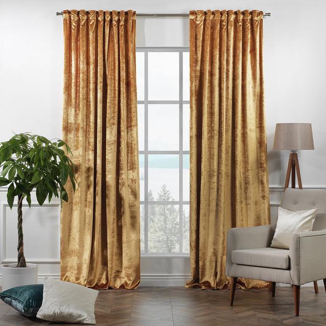 Extra Long & Extra Wide Shiny Velvet Curtain Panel (customized) Lilijan Home & Curtain Curtain Colour: Honey, Panel Size: 140cm Width x 400cm Drop on Productcaster.