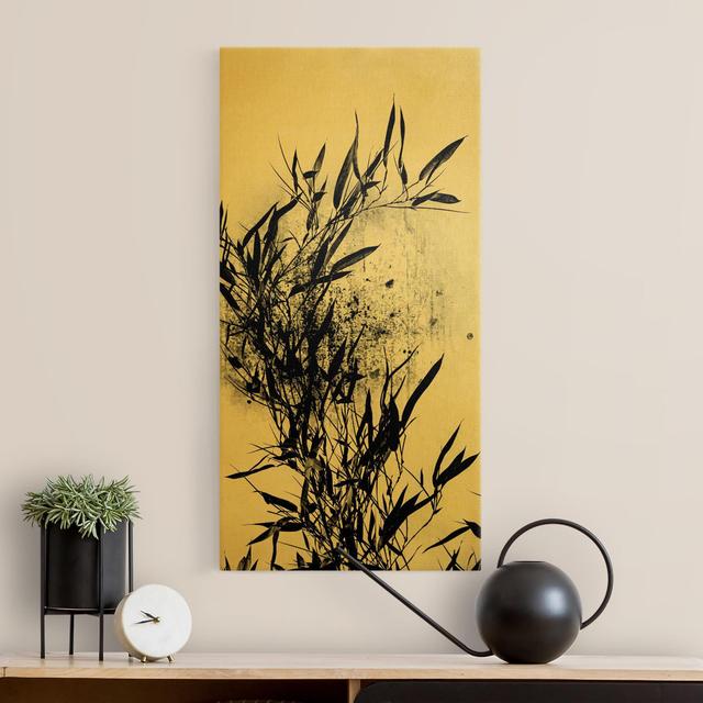 Graphic Plant World - Black Bamboo - Wrapped Canvas Graphic Art Rosalind Wheeler Format: Canvas Gold 435g/m², Colour: Gold/Black, Size: 80cm H x 40cm on Productcaster.