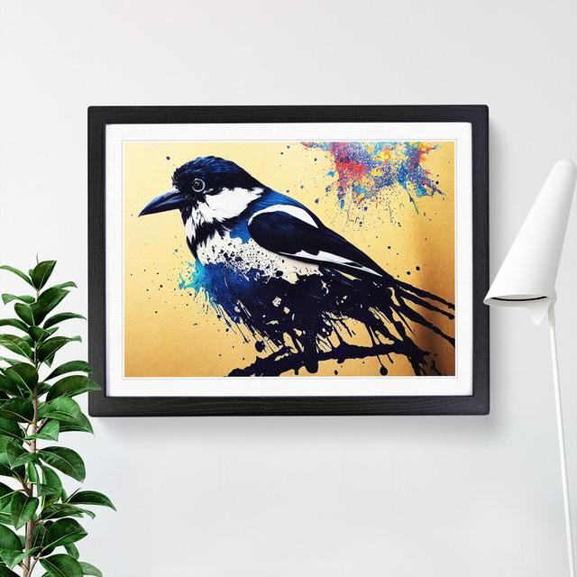 Magpie Bird Splash Vol.4 Abstract - Single Picture Frame Painting 17 Stories Size: 25cm H x 34cm W x 2cm D, Frame Colour: Black on Productcaster.