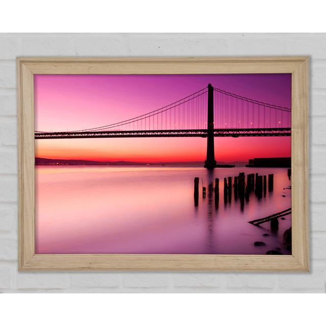 Golden Gate Bridge Pink Serene - Single Picture Frame Art Prints Ebern Designs Size: 59.7cm H x 84.1cm W x 1.5cm D on Productcaster.