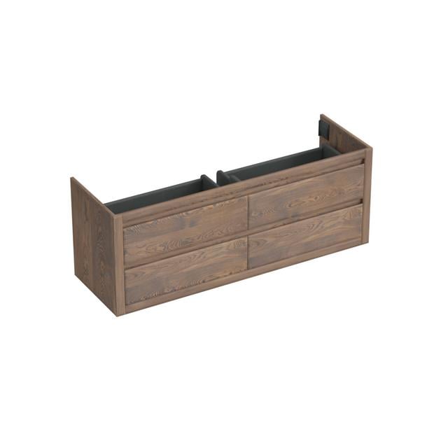 Forzalaqua 1600mm Wall Mounted Single Vanity Forzalaqua Vanity Unit Colour: Dark Wood, Top Finish: Havanna on Productcaster.