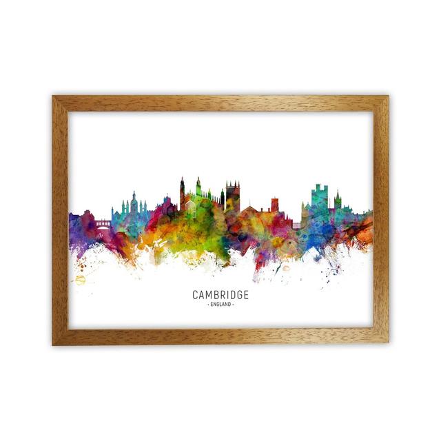 Cambridge England Skyline by Michael Tompsett - Print Ebern Designs Size: 34cm H x 46cm W x 3cm D, Format: Brown Framed on Productcaster.