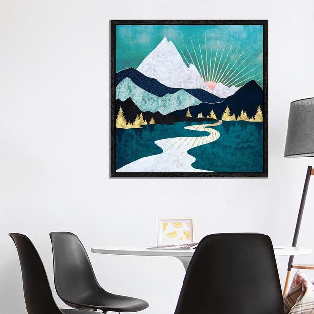 Winter River - Print on Canvas Canora Grey Format: Black Framed, Size: 93.98cm H x 93.98cm W x 3.81cm D on Productcaster.