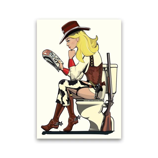 Cowgirl - Graphic Art Print on Paper Happy Larry Frame Option: No Framed, Size: 30cm H x 21cm W x 1cm D on Productcaster.