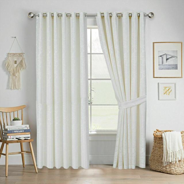 Cardinale Cotton Blend Semi Sheer Grommet / Eyelet Curtain Pair Astoria Grand Curtain Colour: White, Panel Size: 33 x 72 cm on Productcaster.