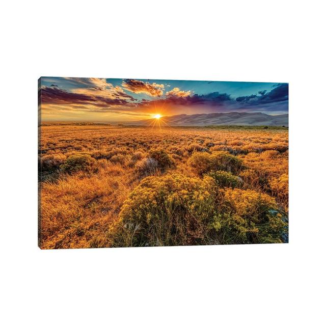 USA, Colorado, Great Sand Dunes National Park And Preserve. Sunset Over Dunes And Plain. by Jaynes Gallery - Wrapped Canvas Print Alpen Home Size: 30. on Productcaster.