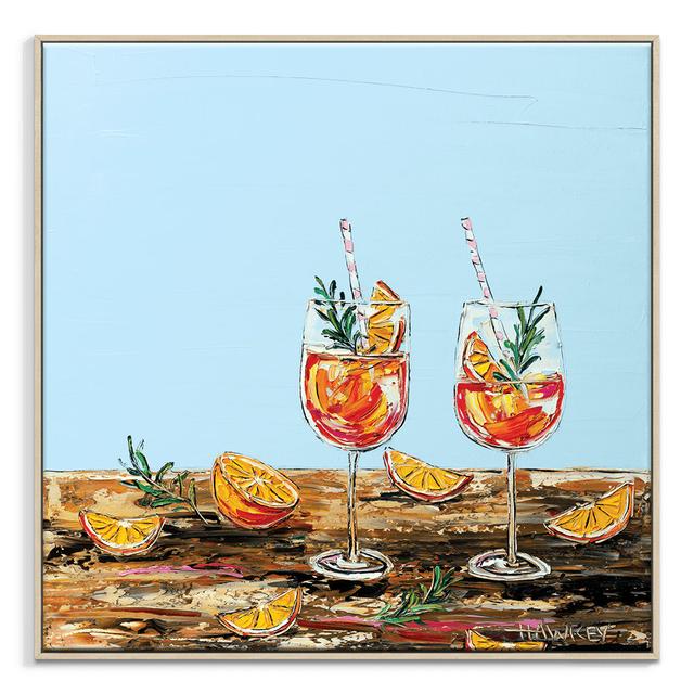 Aperol Spritz by Angela Hawkey - Painting Rosalind Wheeler Format: Brown Framed, Size: 76cm H x 76cm W x 5cm D on Productcaster.