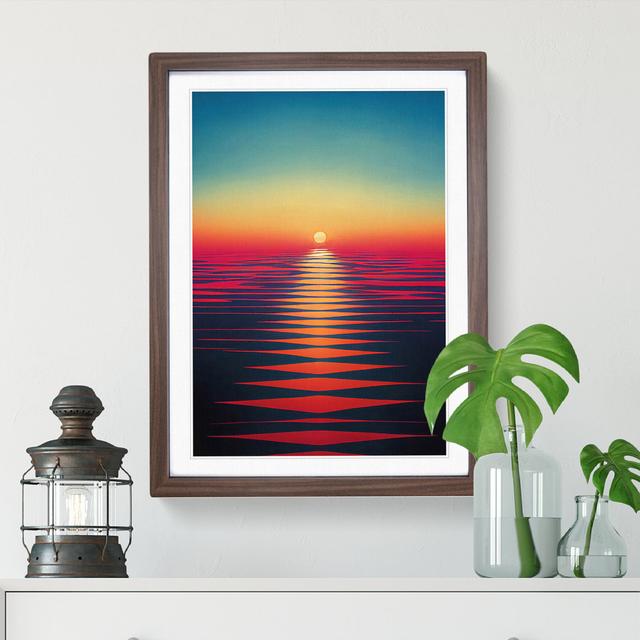 Phenomenal Ocean Sunset Metro Lane Format: Walnut Picture Frame, Size: 66cm H x 48cm W, Matte Colour: White on Productcaster.