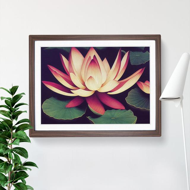 Marvellous Lotus Flower - Picture Frame Painting 17 Stories Size: 34cm H x 46cm W x 2cm D, Frame Colour: Walnut on Productcaster.