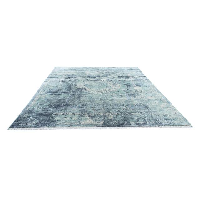 Moris Hand Knotted Wool/Silk/Cotton Green/Blue Indoor/Outdoor Rug Ebern Designs on Productcaster.