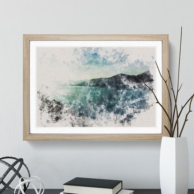 Sunlight over a Lake Watercolour - Picture Frame Graphic Art East Urban Home Frame Option: Oak, Size: 65cm H x 90cm W x 2cm D on Productcaster.