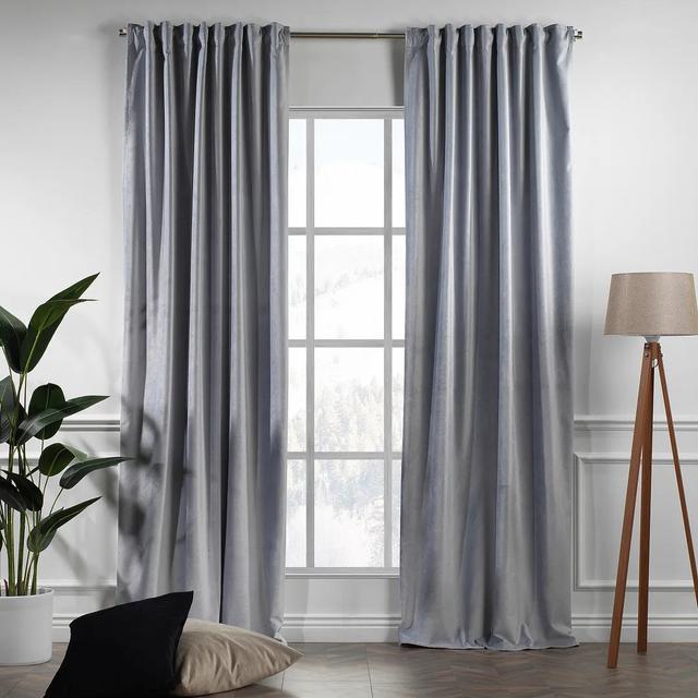 Extra Long & Extra Wide Matte Velvet Curtain Panel Lilijan Home & Curtain Curtain Colour: Silver, Panel Size: 140cm Width x 350cm Drop on Productcaster.