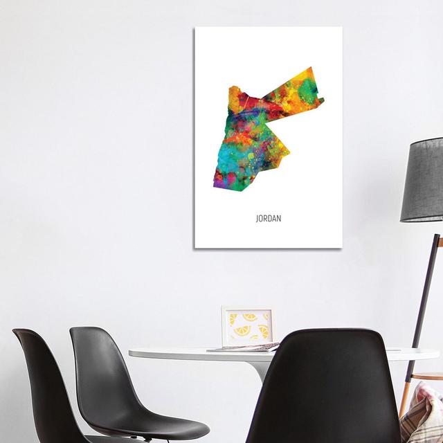 Jordan Map by Michael Tompsett - Wrapped Canvas Gallery-Wrapped Canvas Giclée Latitude Run Size: 101.6cm H x 66.04cm W x 1.91cm D on Productcaster.