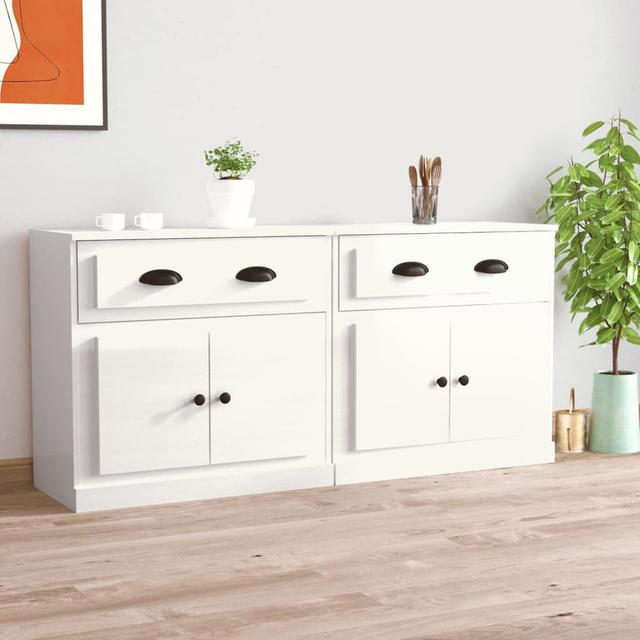 Gelinkaya 35.5 Cm Wide 2 Drawer Sideboard (Set of 2) ClassicLiving Colour: High Gloss White on Productcaster.