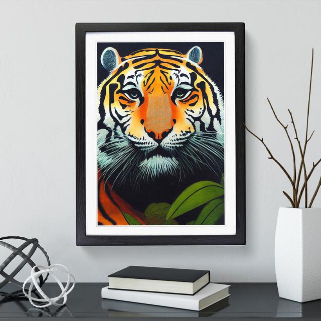 Tiger in the Jungle - Picture Frame Graphic Art World Menagerie Frame Colour: Black Framed, Size: 34cm H x 25cm W x 2cm D on Productcaster.