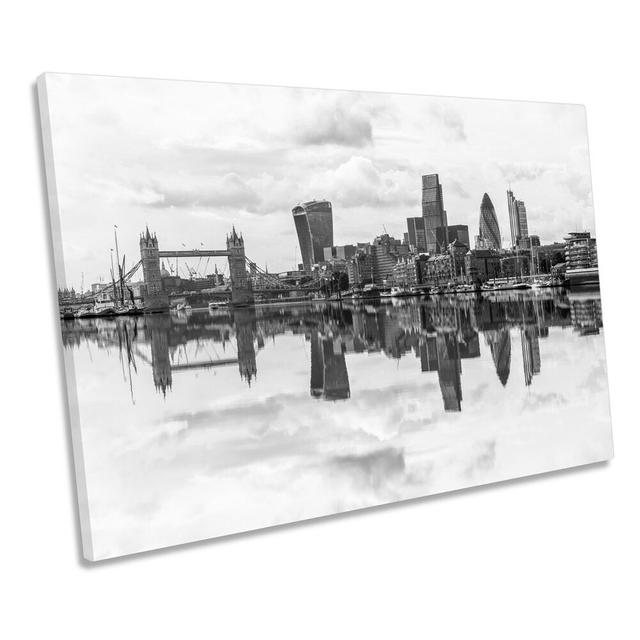 London City Skyline Reflection - Wrapped Canvas Print Ebern Designs Size: 40.6cm H x 61cm W x 2cm D on Productcaster.