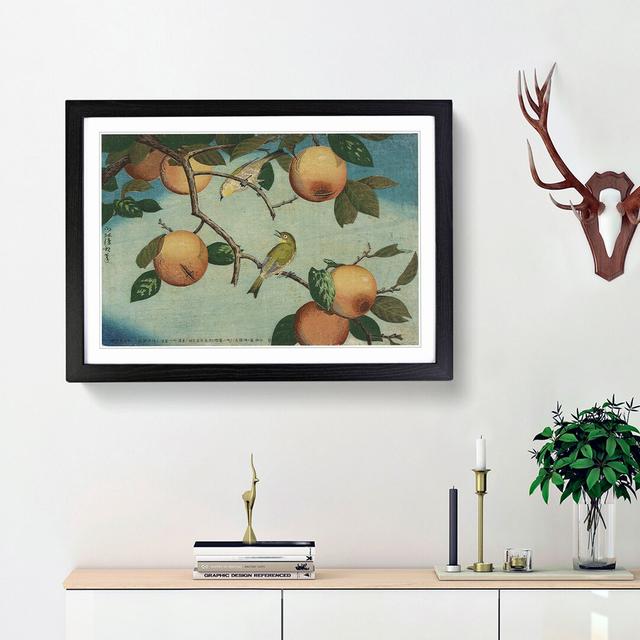 Birds upon a Fruit Tree by Kobayashi Kiyochika - Picture Frame Painting Print East Urban Home Frame Option: Black Framed, Size: 48cm H x 65cm W x 2cm on Productcaster.