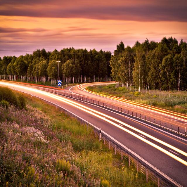 Midnight Sun On The Road by Ferrantraite - Wrapped Canvas Print Alpen Home Size: 51cm H x 51cm W x 3.8cm D on Productcaster.