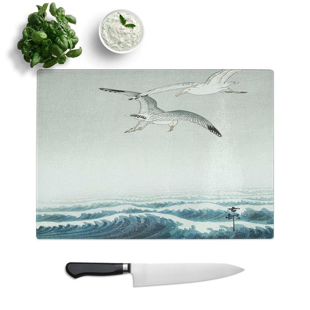 Tempered Glass Three Seagulls by Ohara Koson Chopping Board East Urban Home Size: 28.5 cm W x 20 cm L on Productcaster.