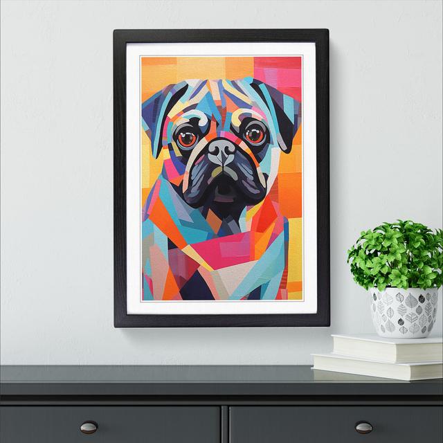 Pug Constructivism - Single Picture Frame Print on Wood Marlow Home Co. Format: Black, Size: 34cm H x 25cm W x 2cm D on Productcaster.