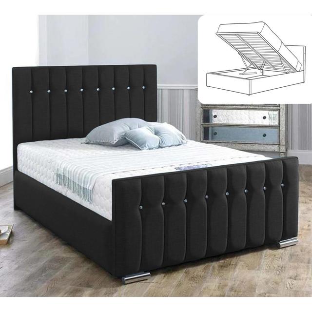 Queenstyle Upholstered Ottman Storage Bed Frame Britainsleep Size: Single (3'), Colour: Black on Productcaster.