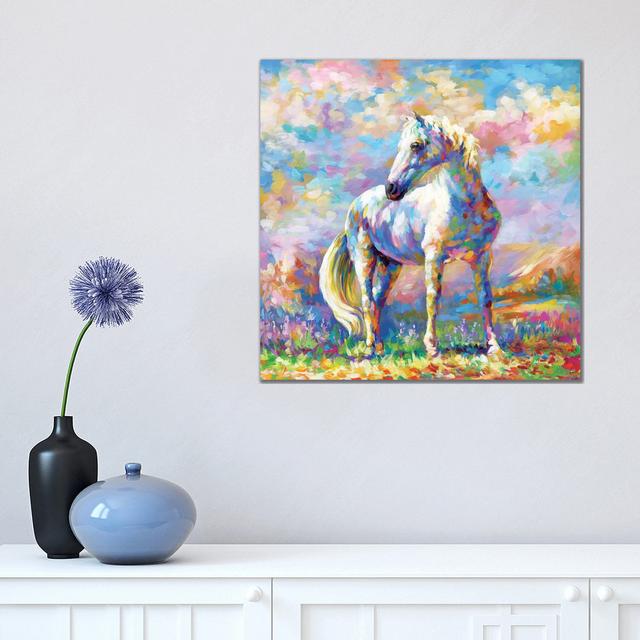 Horse In A Meadow by Leon Devenice - Wrapped Canvas Print Natur Pur Size: 45.72cm H x 45.72cm W x 1.91cm D on Productcaster.