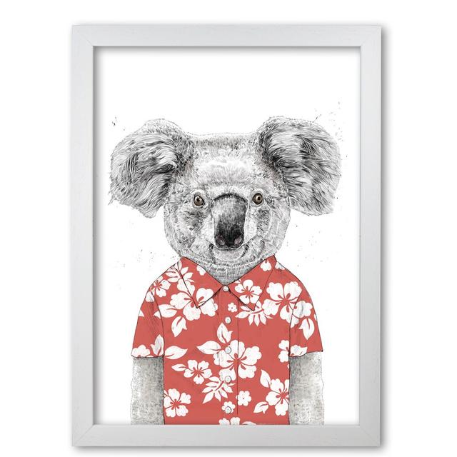 Summer Koala by Mercedes Lopes Charro - Print East Urban Home Size: 84 cm H x 59.4 cm W x 5 cm D, Frame Options: White Grain on Productcaster.