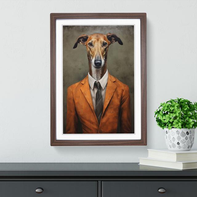 Greyhound in a Suit Painting Happy Larry Size: 46cm H x 34cm W, Format: Walnut Framed on Productcaster.