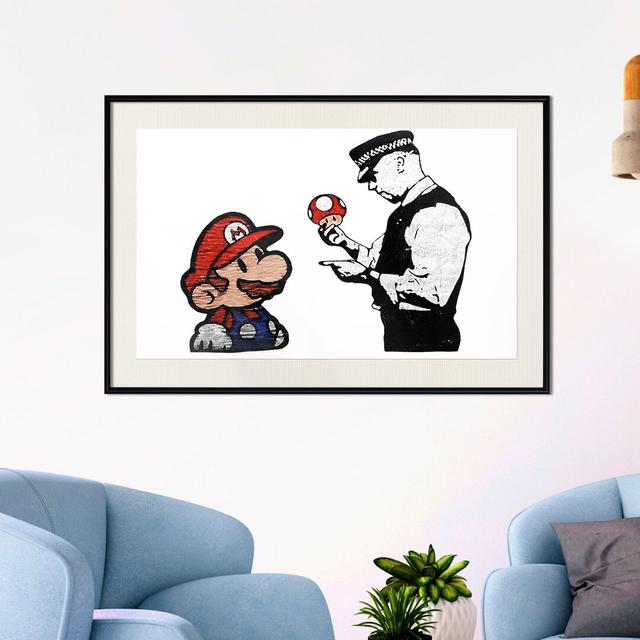 Gerahmtes Poster Banksy Mario and Copper Maturi Rahmenauswahl: Mattschwarzer Rahmen, Größe: 60 cm H x 90 cm B x 1,5 cm T on Productcaster.