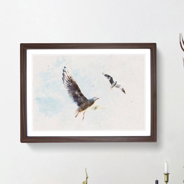 Pair of Flying Seagulls - Picture Frame Painting Print East Urban Home Frame Option: Walnut Framed, Size: 45cm H x 63cm W x 2cm D on Productcaster.