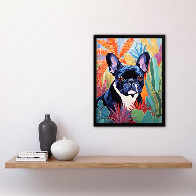 French Bulldog Amidst Tropical Jungle Leaves - Single Picture Frame Print Marlow Home Co. on Productcaster.