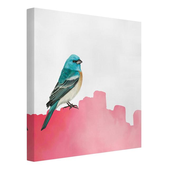 Bird on a Pink by Juan Pablo Fonrodona - Wrapped Canvas Graphic Art Rosalind Wheeler Size: 70cm H x 70cm W on Productcaster.