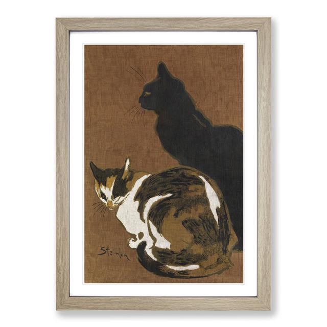 Two Cats by Theophile Steinlen - Picture Frame Painting East Urban Home Size: 48cm H x 36cm W x 2cm D, Frame Option: Oak Framed on Productcaster.