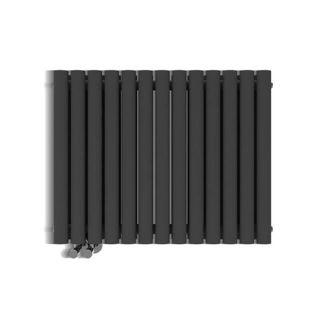 Horizontaler Röhren-Heizkörper Regine Belfry Heating Radiator Colour: Black, Size: 60cm H x 76.7cm W on Productcaster.