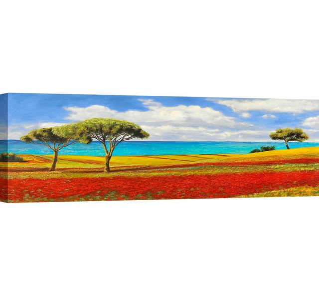 Leinwandbild Mediterranean Landscape von Angelo Masera Ebern Designs Größe: 35 cm H x 100 cm B x 4 cm T on Productcaster.