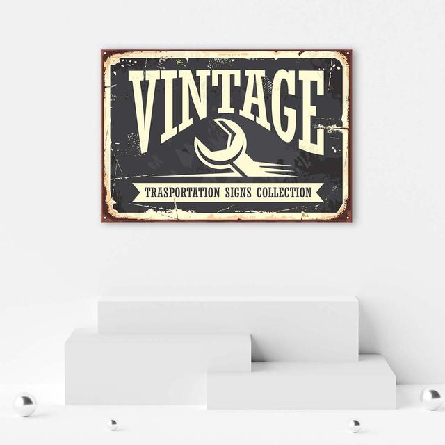 Leinwandbild Sign Retro Vintage Happy Larry Größe: 40 cm x 60 cm on Productcaster.