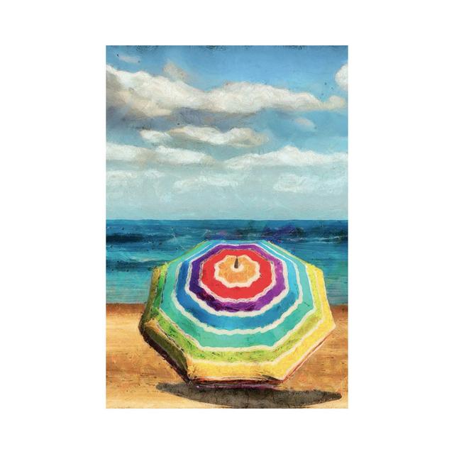 Beach Umbrella I by Alonzo Saunders - Wrapped Canvas Painting House of Hampton Size: 101.6cm H x 66.04cm W x 3.81cm D on Productcaster.