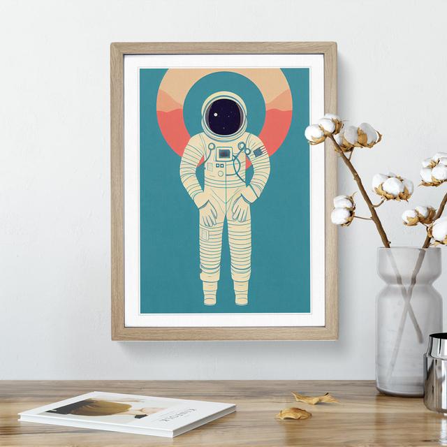 Astronaut Pop Art No.6 - Single Picture Frame Print George Oliver Size: 46cm H x 34cm W x 2cm D, Frame Colour: Oak Framed on Productcaster.