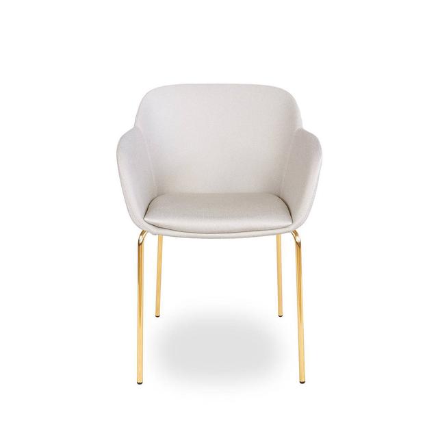 Dauntsey Upholstered Dining Chair Metro Lane Upholstery Colour: Beige, Leg Colour: Gold on Productcaster.