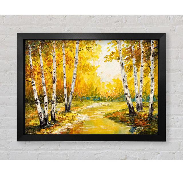 Yellow Silver Birch Walk - Single Picture Frame Art Prints Ophelia & Co. Format: Ventura Black Framed Paper, Size: 84.1cm H x 118.9cm W x 3.4cm D on Productcaster.