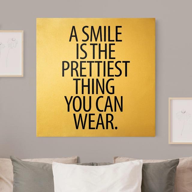 A Smile is the Prettiest Thing Sans Serif - Wrapped Canvas Typography Maturi on Productcaster.