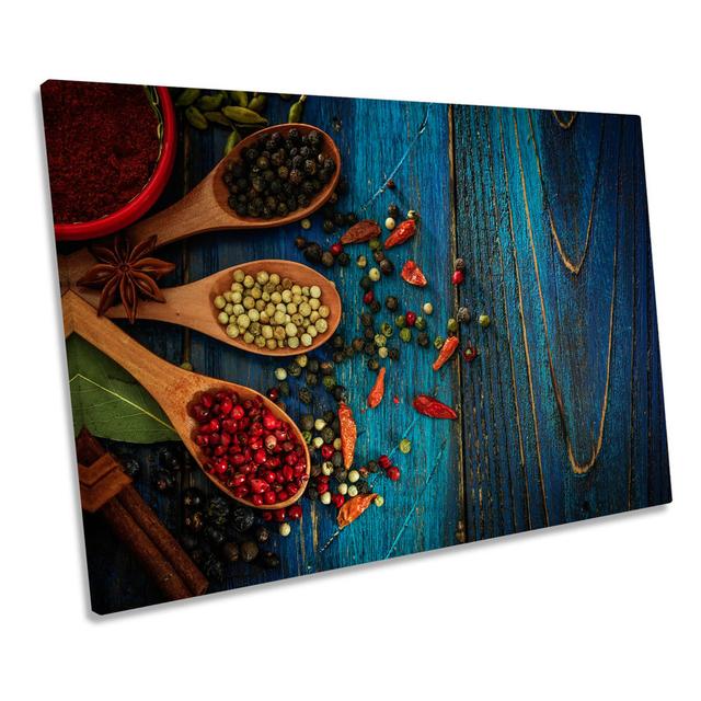 Cooking Spices Kitchen CANVAS WALL ART Picture Print Ebern Designs Size: 91.4cm H x 137.2cm W x 4cm D on Productcaster.