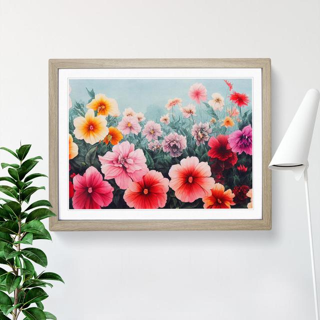 Luminous Flower Market - Single Picture Frame Print Marlow Home Co. Frame Colour: Oak, Size: 25cm H x 34cm W x 2cm D on Productcaster.