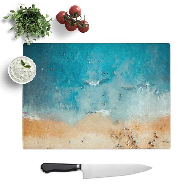 Tempered Glass Busy Beach in Brazil Chopping Board East Urban Home Size: 28.5 cm W x 20 cm L on Productcaster.