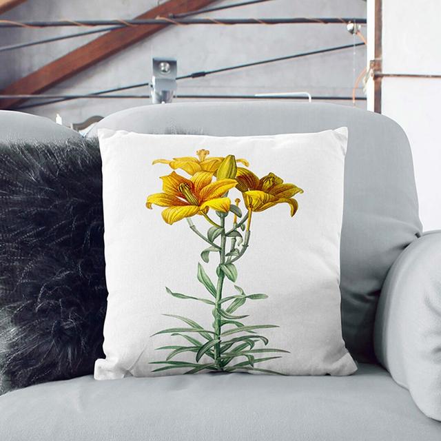 Fire Lily Flowers by Pierre-Joseph Redoute Cushion with Filling East Urban Home Size: 55cm H x 55cm W x 20cm D, Backing Colour: Black on Productcaster.