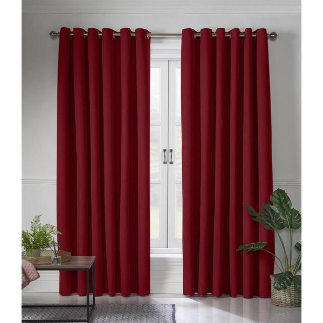 Bechard Blackout Linen Look Ring Top Curtains (Set of 2) ClassicLiving Panel Size: 110cm Width x 183cm Drop, Colour: Red on Productcaster.