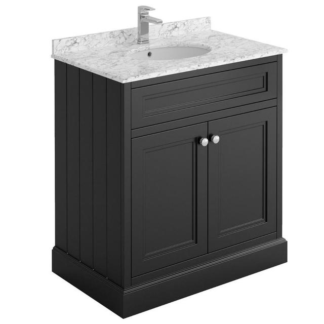 Delanny 800mm Free-Standing Single Vanity Unit Rosalind Wheeler Vanity Unit Colour: Black on Productcaster.