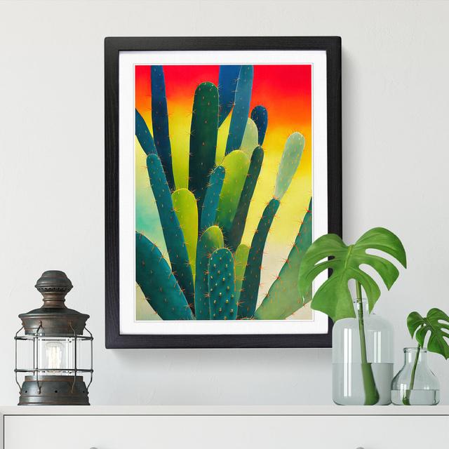 Cactus Cacti Color Painting Natur Pur Format: Black Framed, Size: 46cm H x 34cm W x 2cm D on Productcaster.